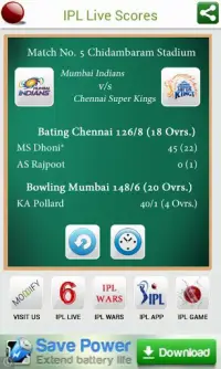 IPL 6 Live Scores Screen Shot 1