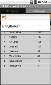 ICC Cricket World Rankings Screen Shot 1
