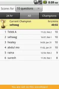 Champion Cricket Quiz Screen Shot 0