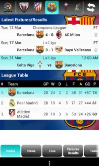 My La Liga Clubs Live Score Screen Shot 1