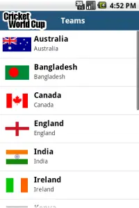 Cricket World Cup Schedule Screen Shot 2