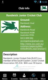 Randwick Junior Cricket Club Screen Shot 1
