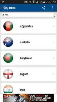 Cricket World Cup Fixtures Screen Shot 9