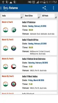Cricket World Cup Fixtures Screen Shot 10