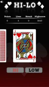 Hi-Lo Card Game Screen Shot 2