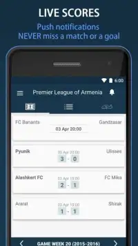 Livescore for Armenia League Screen Shot 2