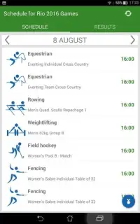 Schedule for Rio 2016 Games Screen Shot 2