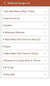 Hit Shakira's Songs Lyrics Screen Shot 6