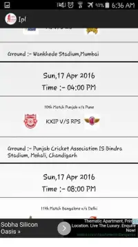 IPL 2016 Full Schedule Screen Shot 1