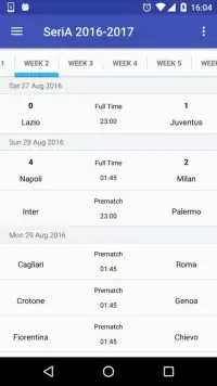 Italia Serie A Fixture Screen Shot 1