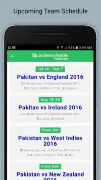 Cricket Schedule & Fixtures Screen Shot 2