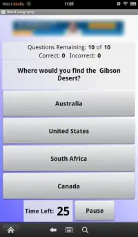 World Geography Quiz Screen Shot 2
