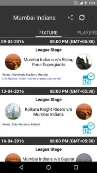 Live IPL 2016 Update, Schedule Screen Shot 1