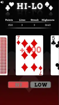 Hi-Lo Card Game Screen Shot 1
