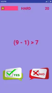 Yes No Math Game Screen Shot 0