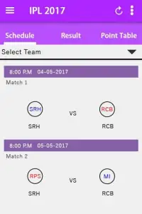 Schedule For IPL 2017 Screen Shot 0