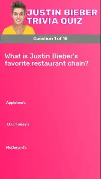 Justin Bieber Trivia Quiz Screen Shot 1