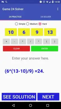 Math 24 Game and Solver Screen Shot 3