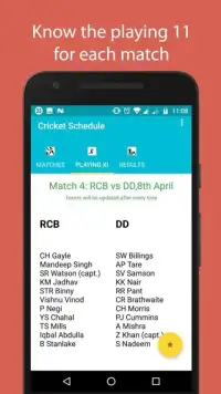 Cricket Schedule & Playing XI Screen Shot 0