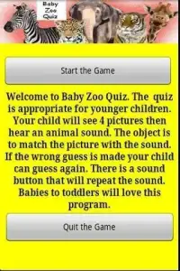 Baby Zoo Quiz Screen Shot 2