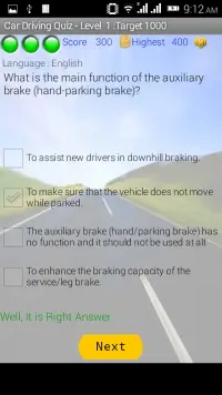 Car Driving Quiz Screen Shot 0