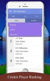 ICC Cricket Rankings Screen Shot 2