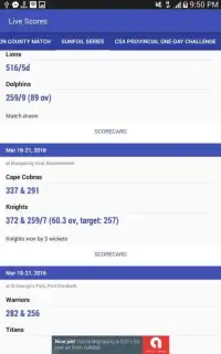 Live Scores : for Cricket Screen Shot 1
