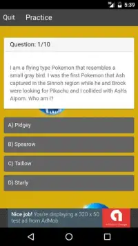 Trivia Quiz for Pokemon Fans Screen Shot 0