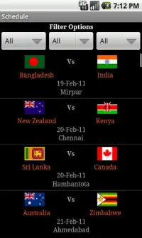 Cricket WorldCup 2011 Schedule Screen Shot 1