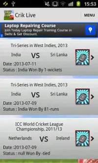CRIK LIVE - Live Cricket Screen Shot 2