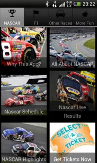 NASCAR Schedule F1 News&amp;Result Screen Shot 1