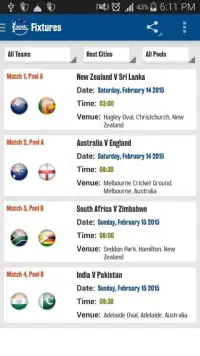 Cricket World Cup Fixtures Screen Shot 3