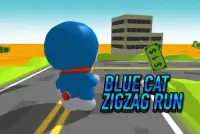 Blue Cat Robot Runner Zigzag Screen Shot 0