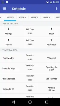 Football La Liga Schedule Screen Shot 1