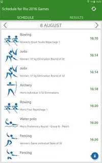Schedule for Rio 2016 Games Screen Shot 6