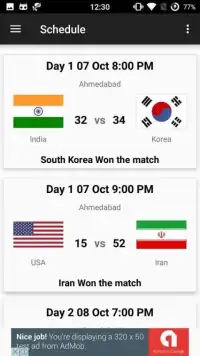 WC Kabaddi: Schedule n Results Screen Shot 3