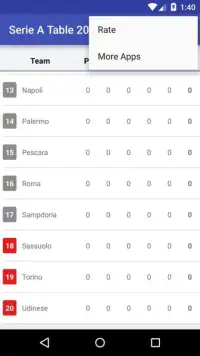Serie A Table 2016-2017 Screen Shot 0