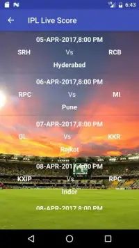 IPL Score and schedule Screen Shot 1