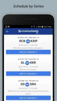 Cricket Schedule & Fixtures Screen Shot 1