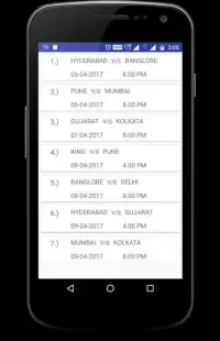 IPL Schedule 2017 Screen Shot 0