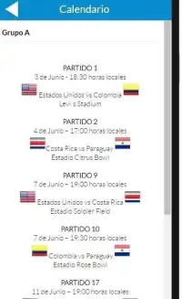 Calendario Copa America 2016 Screen Shot 3