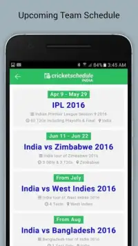 Cricket Schedule & Fixtures Screen Shot 3