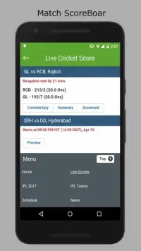Cricket Live Line Score Screen Shot 1
