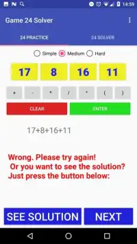 Math 24 Game and Solver Screen Shot 1