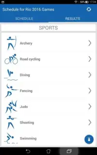 Schedule for Rio 2016 Games Screen Shot 1