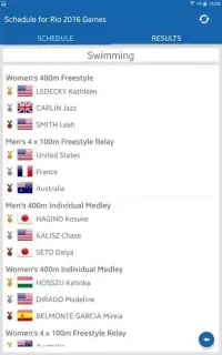 Schedule for Rio 2016 Games Screen Shot 4