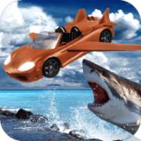 Angry shark flyingCar shooting