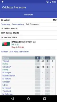 Live Cricket Score Screen Shot 2