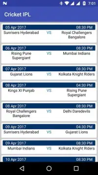 IPL T20 Schedule 2017 Screen Shot 1