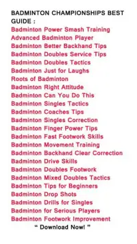 Badminton Best Guide Screen Shot 0